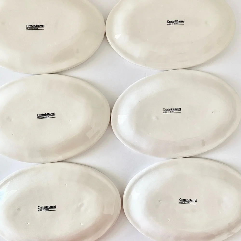 Crate & Barrel White Cheese Charcuterie Ceramic Salad/Dessert Plates
